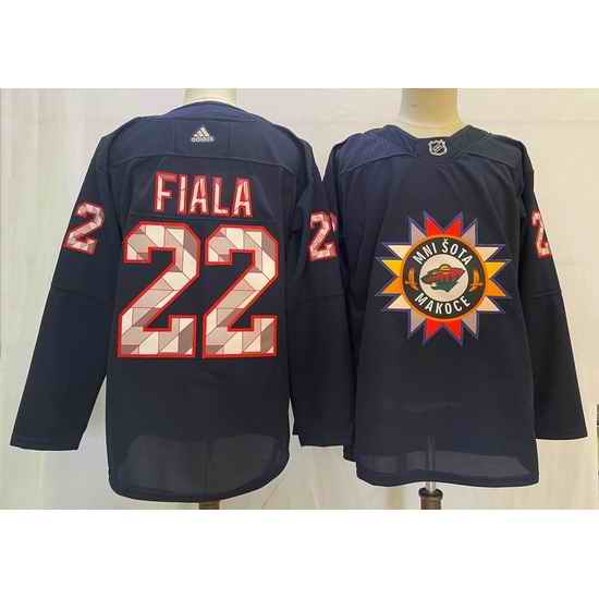 Men Minnesota Wild #22 Kevin Fiala Navy 2022 Adidas jersey->minnesota wild->NHL Jersey