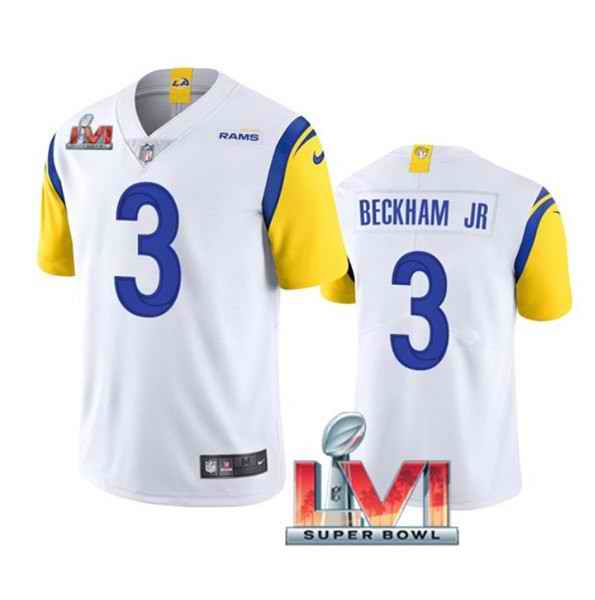 Nike Rams #3 Odell Beckham Jr. White 2022 Super Bowl LVI Vapor Limited Jersey->los angeles rams->NFL Jersey