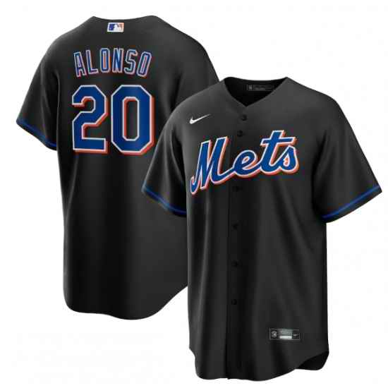 Men New York Mets #20 Pete Alonso 2022 Black Cool Base Stitched Baseball Jersey->new york mets->MLB Jersey