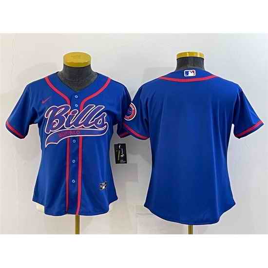Women Buffalo Bills Blank Royal With Patch Cool Base Stitched Baseball Jersey->women nfl jersey->Women Jersey