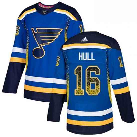 Mens Adidas St Louis Blues #16 Brett Hull Authentic Blue Drift Fashion NHL Jersey->st.louis blues->NHL Jersey