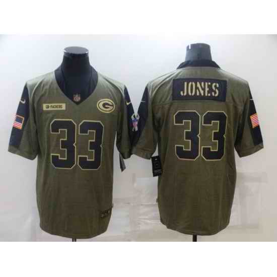 Men's Green Bay Packers #33 Aaron Jones Nike Olive 2021 Salute To Service Limited Jersey->green bay packers->NFL Jersey