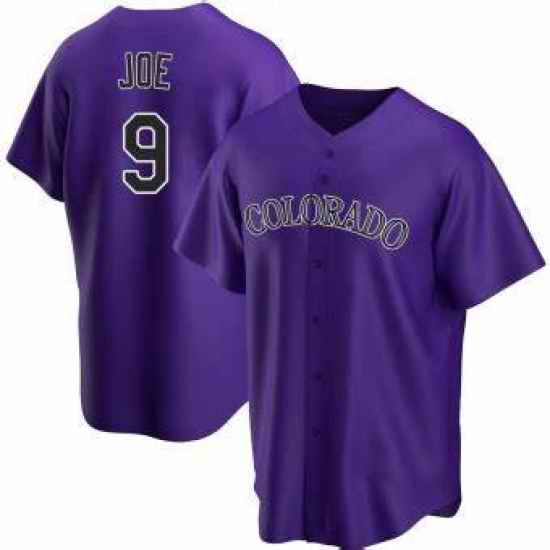 Men Colorado Rockies Connor Joe #9 Purple Cool Base Stitched Baseball Jersey->colorado rockies->MLB Jersey