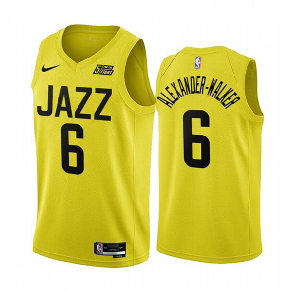 Men's Utah Jazz #6 Nickeil Alexander-Walker Yellow 2022/23 Association Edition Stitched Basketball Jersey->utah jazz jerseys->NBA Jersey