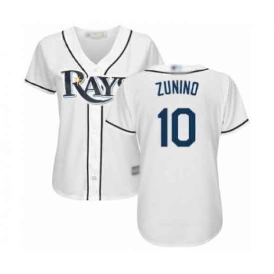 Women's Tampa Bay Rays #10 Mike Zunino Authentic White Home Cool Base Baseball Player Jersey->women mlb jersey->Women Jersey