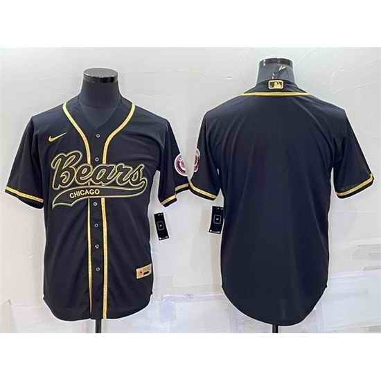 Men Chicago Bears Blank Black Gold With Patch Cool Base Stitched Baseball Jersey->buffalo bills->NFL Jersey