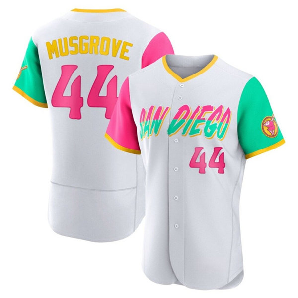 Men's San Diego Padres #44 Joe Musgrove White 2022 City Connect Flex Base Stitched Baseball Jersey->san diego padres->MLB Jersey