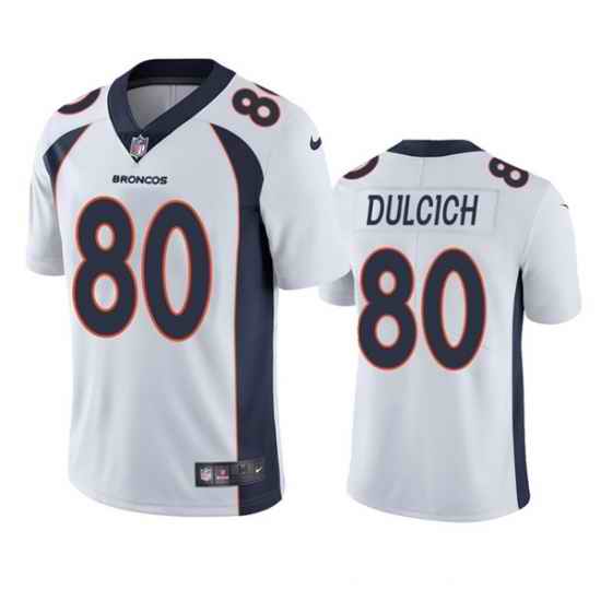 Men's Denver Broncos #80 Greg Dulcich White Vapor Untouchable Stitched Jersey->denver broncos->NFL Jersey
