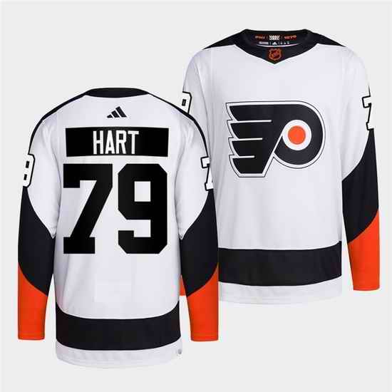 Men Philadelphia Flyers #79 Carter Hart White 2022 Reverse Retro Stitched Jersey->philadelphia flyers->NHL Jersey