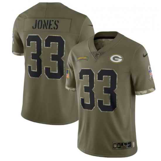 Men Green Bay Packers #33 Aaron Jones Olive 2022 Salute To Service Limited Stitched Jersey->houston texans->NFL Jersey