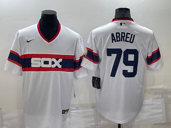 Men's Chicago White Sox #79 Jose Abreu White Throwback Cool Base Stitched Jersey->chicago white sox->MLB Jersey