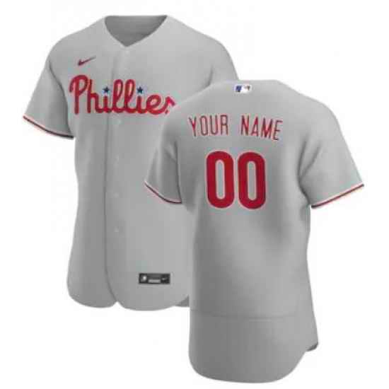 Men Women Youth Toddler Philadelphia Phillies Gray Custom Nike MLB Flex Base Jersey->customized mlb jersey->Custom Jersey