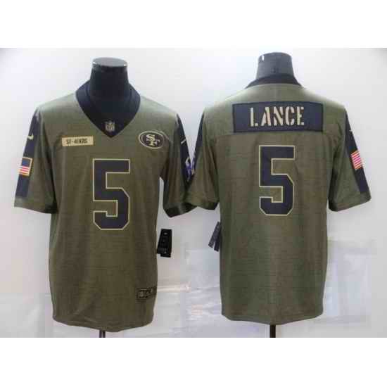 Men's San Francisco 49ers #5 Trey Lance Nike Olive 2021 Salute To Service Limited Player Jersey->san francisco 49ers->NFL Jersey