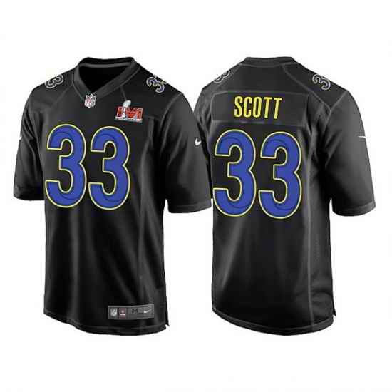Men Los Angeles Rams #33 Nick Scott 2022 Black Super Bowl LVI Game Stitched Jersey->los angeles rams->NFL Jersey