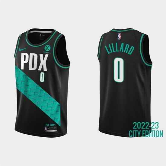 Men Portland Trail Blazers #0 Damian Lillard 2022 23 Black City Edition Stitched Basketball Jersey->portland trail blazers->NBA Jersey