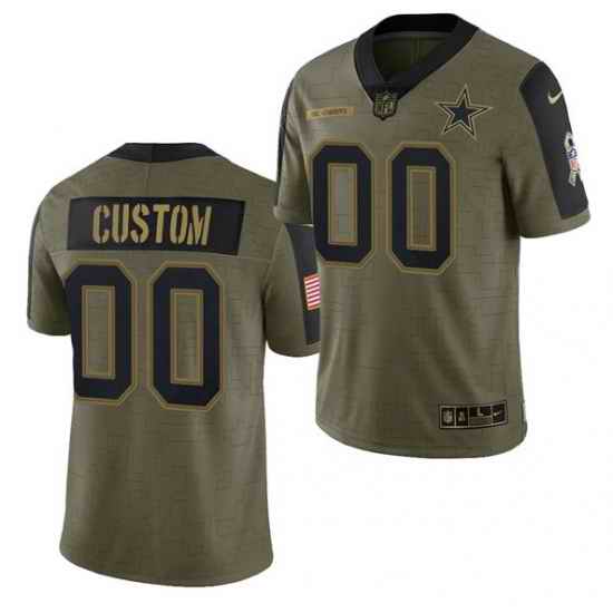 Men Women Youth Toddler  Dallas Cowboys ACTIVE PLAYER Custom 2021 Olive Salute To Service Limited->customized nfl jersey->Custom Jersey