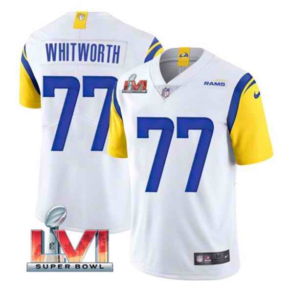 Nike Rams #77 Andrew Whitworth White 2022 Super Bowl LVI Vapor Limited Jersey->los angeles rams->NFL Jersey