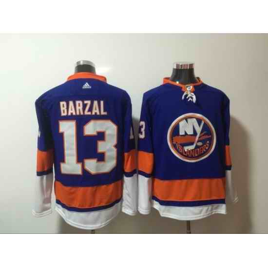 Men Adidas New York Islanders #13 Mathew Barzal Blue Stitched Jersey->new york islanders->NHL Jersey