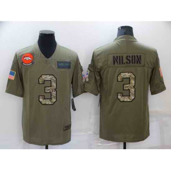 Men's Denver Broncos #3 Russell Wilson Olive Camo 2019 Salute To Service Stitched NFL Nike Limited Jersey->denver broncos->NFL Jersey