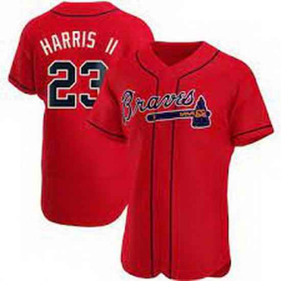 Women's Atlanta Braves Michael Harris II Authentic Red Alternate Jersey->women mlb jersey->Women Jersey