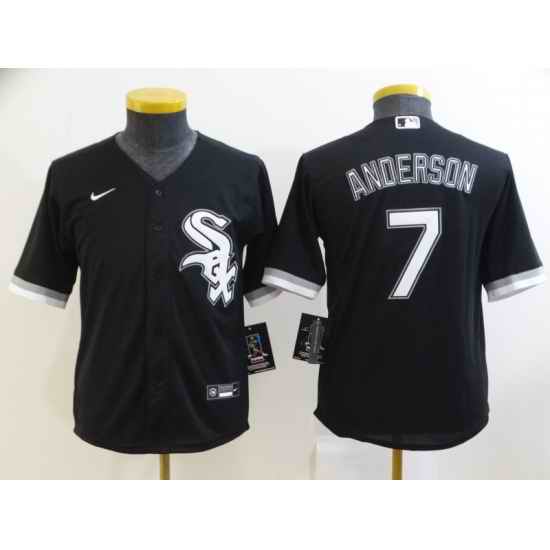 Youth Nike Chicago White Sox #7 Tim Anderson Black Alternate Stitched Baseball Jersey->youth mlb jersey->Youth Jersey