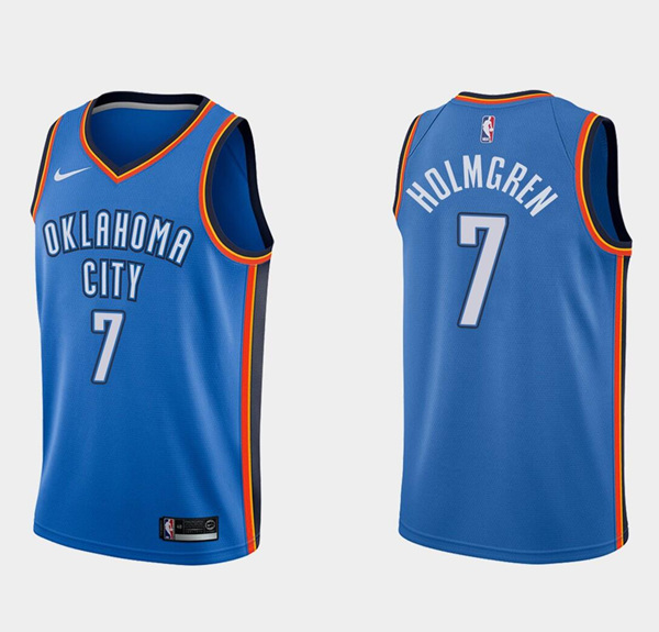 Men's Oklahoma City Thunder #7 Chet Holmgren 2022 Draft Blue Stitched NBA Jersey->oklahoma city thunder->NBA Jersey