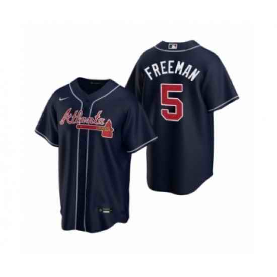 Youth Atlanta Braves #5 Freddie Freeman Nike Navy 2020 Alternate Jersey->youth mlb jersey->Youth Jersey