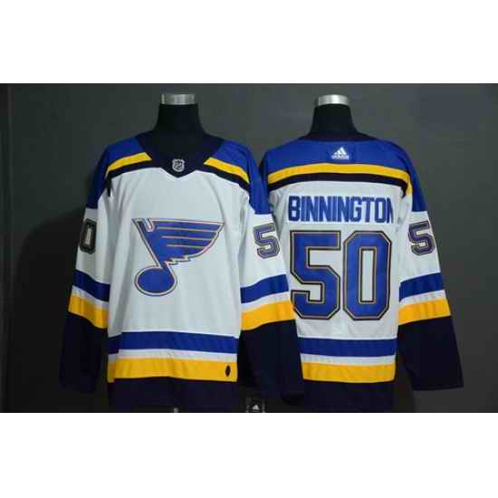 Blues #50 Jordan Binnington White Adidas Jersey->st.louis blues->NHL Jersey