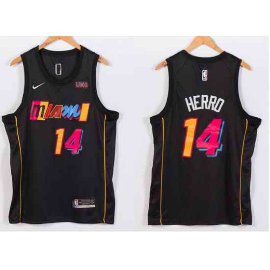 Men Nike Miami Heat #14 Tyler Herro NBA Swingman 2021 New City Edition Jersey->miami heat->NBA Jersey