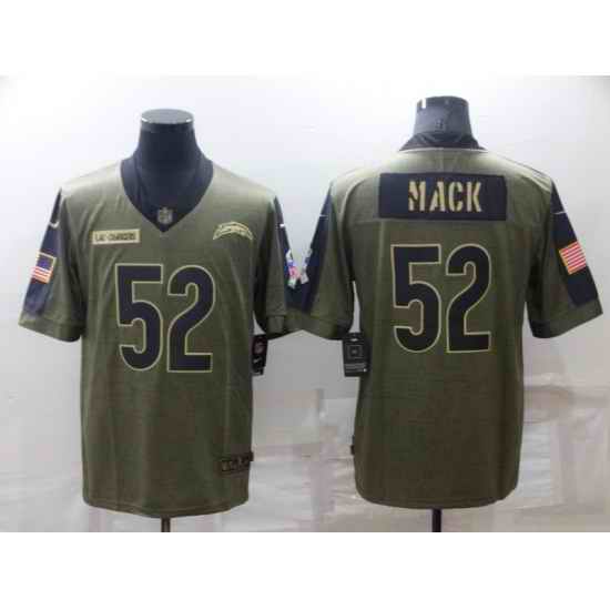 Men's Los Angeles Chargers #52 Khalil Mack Olive Salute To Service Limited Stitched Jersey->los angeles chargers->NFL Jersey