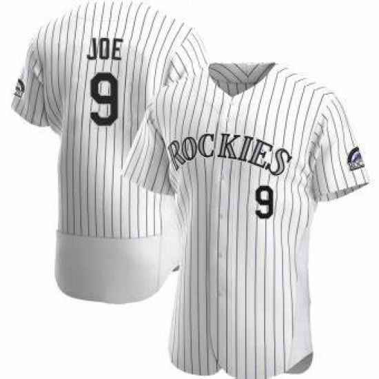 Men Colorado Rockies Connor Joe #9 White Flex Base Stitched Baseball Jersey->colorado rockies->MLB Jersey