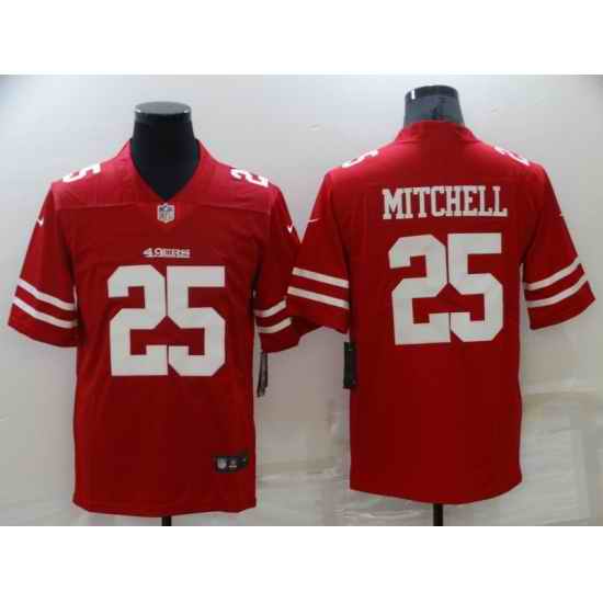 Nike 49ers #25 Elijah Mitchell Red Vapor Limited Jersey->hall of fame 50th patch->NFL Jersey