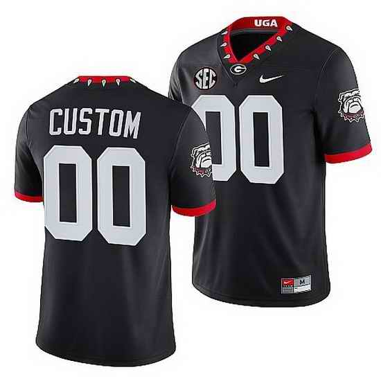 Georgia Bulldogs Custom Black Mascot 100Th Anniversary Men Jersey->->Custom Jersey