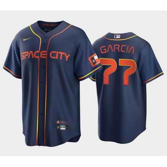 Men Houston Astros #77 Luis Garcia 2022 Navy City Connect Cool Base Stitched Jerse->kansas city royals->MLB Jersey