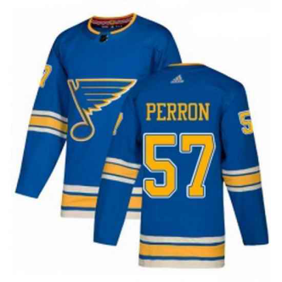 Youth Adidas St Louis Blues #57 David Perron Authentic Navy Blue Alternate NHL Jersey->youth nhl jersey->Youth Jersey