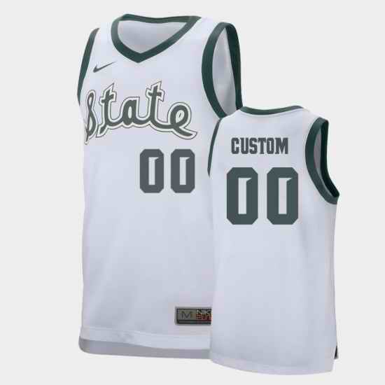 Michigan State Spartans Custom White Replica College Basketball Jersey->->Custom Jersey