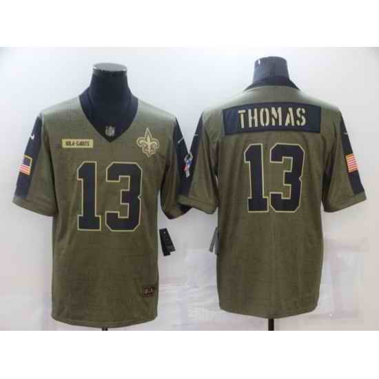 Men's New Orleans Saints #13 Michael Thomas Nike Olive 2021 Salute To Service Limited Player Jersey->san francisco 49ers->NFL Jersey
