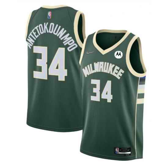Men Milwaukee Bucks 34 Giannis Antetokounmpo Green 2021 #22 Icon Edition 75th Anniversary Swingman Stitched Jersey->milwaukee bucks->NBA Jersey