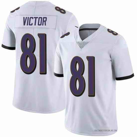 Men Nike Baltimore Ravens Binjimen Victor #81 White Vapor Limited Jersey->new england patriots->NFL Jersey
