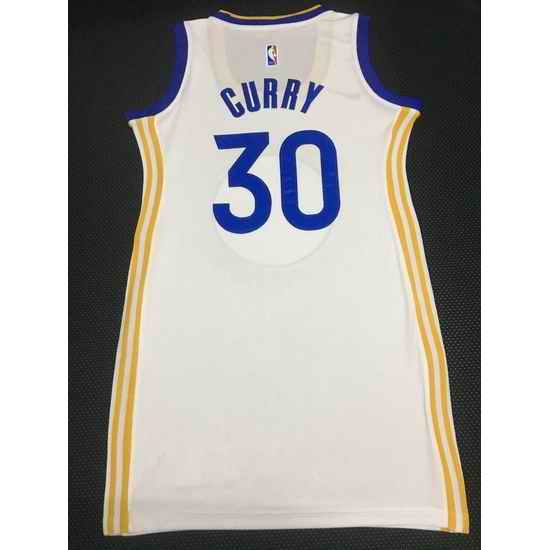Women Golden Warriors #30 Stephen Curry Dress Stitched Jersey White II->nba women dress jersey->NBA Jersey