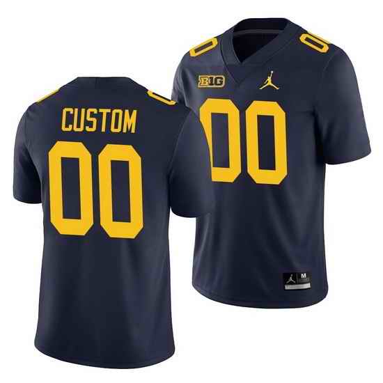 Michigan Wolverines Custom Navy College Football Men'S Jersey->->Custom Jersey