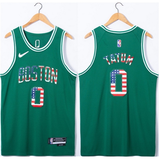 Men Boston Celtics #0 Jayson Tatum USA Flag Green Stitched Jersey->boston celtics->NBA Jersey