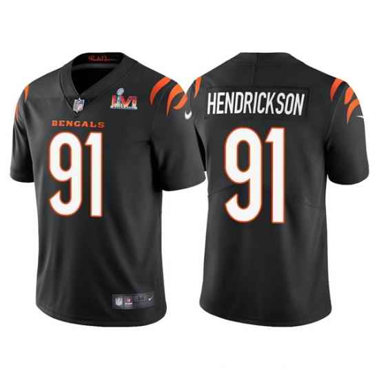 Men Cincinnati Bengals #91 Trey Hendrickson 2022 Black Super Bowl LVI Vapor Limited Stitched Jersey