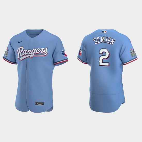 Men Texas Rangers #2 Marcus Semien Light Blue Flex Base Stitched jersey->texas rangers->MLB Jersey