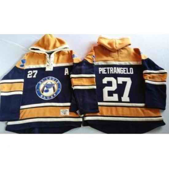 St. Louis Blues #27 Alex Pietrangelo Navy Blue Gold Sawyer Hooded Sweatshirt Stitched Jersey->st.louis blues->NHL Jersey