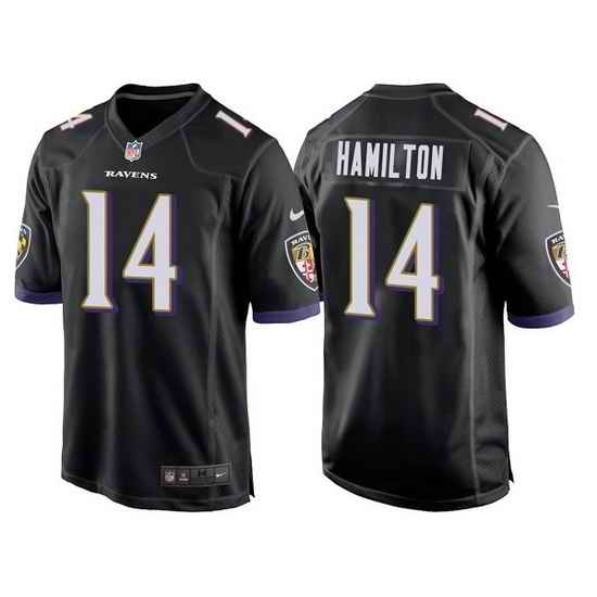 Men Baltimore Ravens #14 Kyle Hamilton Black Stitched Game jersey->baltimore ravens->NFL Jersey