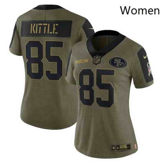 Women's San Francisco 49ers George Kittle Nike Olive 2021 Salute To Service Limited Player Jersey->women nfl jersey->Women Jersey