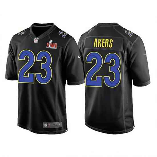 Men Los Angeles Rams #23 Cam Akers 2022 Black Super Bowl LVI Game Stitched Jersey->los angeles rams->NFL Jersey