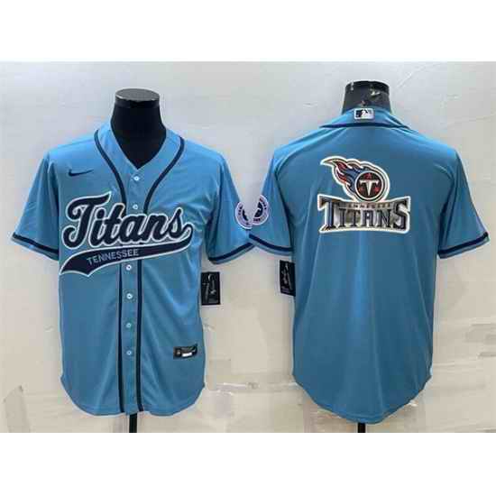 Men Tennessee Titans Blue Team Big Logo With Patch Cool Base Stitched Baseball Jersey->new orleans saints->NFL Jersey