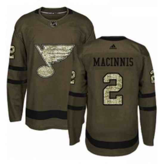Youth Adidas St Louis Blues #2 Al Macinnis Authentic Green Salute to Service NHL Jersey->st.louis blues->NHL Jersey